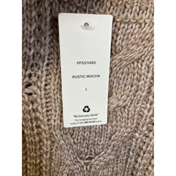 Pink Rose Women's Cable Knit Sleeveless Vest Sweater Taupe Size L NWT - Picture 9 of 11